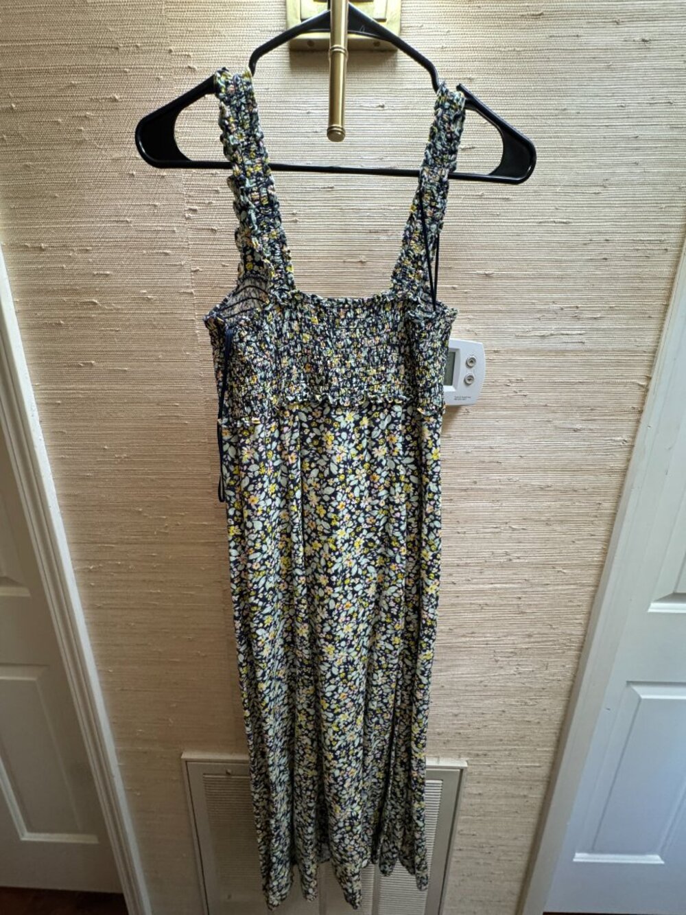 Zara Floral Smocked Midi Dress Size M Square Neck Cottagecore - Picture 5 of 5